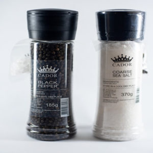 Cador Black pepper 185g & Sea Salt 370g Grinder Combo